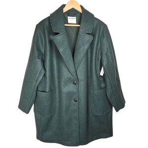 Old Navy Women's Long Pea Coat 2X Dark Green NWT Button Jacket Pockets Classic